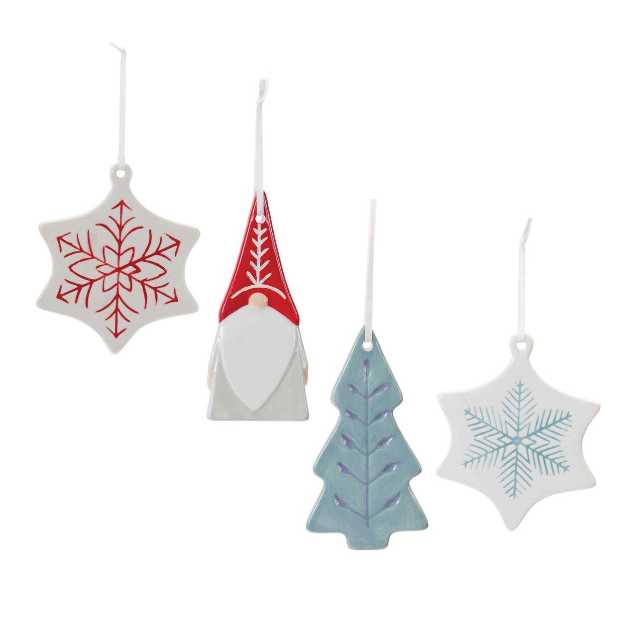 Melrose Snowflake Ceramic Christmas Ornaments - 8.5" - Club Pack of 24